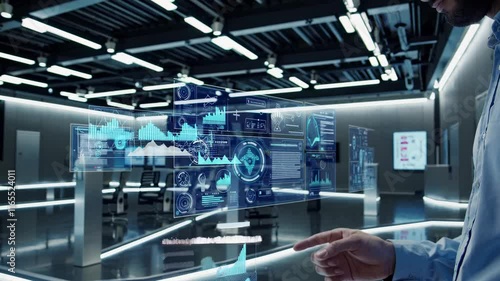 Wallpaper Mural Exploring a high-tech control room with interactive digital displays and data analysis tools Torontodigital.ca