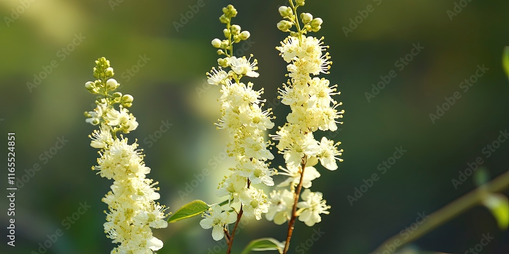 Spring bright background with blossoming branch meadowsweet Spring bright background with blossoming branch meadowsweet