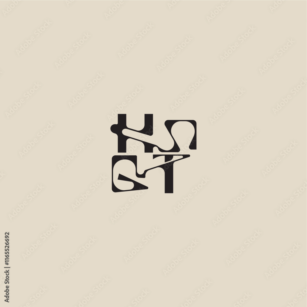 curved typography monogram elegant initial logo letter bold style and luxury concept HT curved typography monogram elegant initial logo letter bold style and luxury concept HT