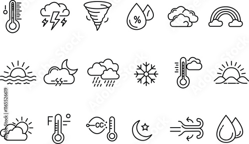 "Weather Editable Stroke Outline Icons: A Perfect Blend of Simplicity and Style"