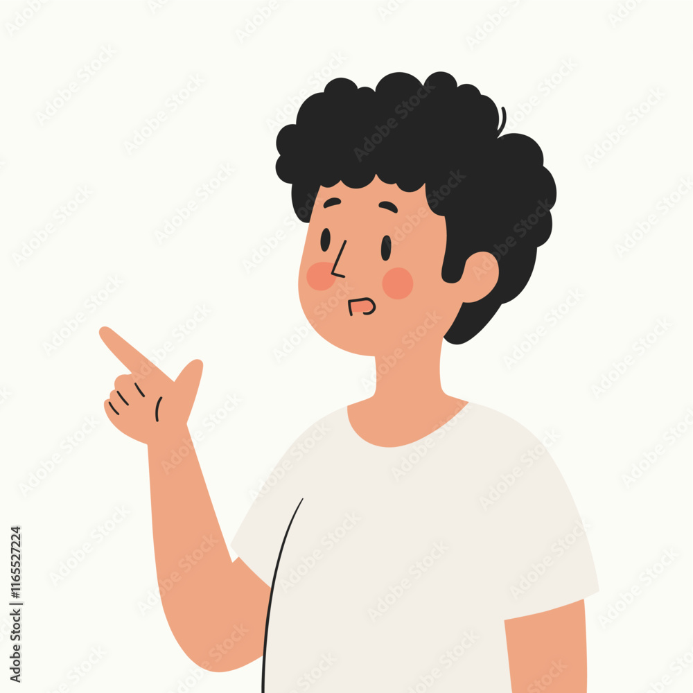 Boy pointing, indicating something interesting or important. A friendly, curious expression. Ideal for presentations, tutorials, or educational content. Boy pointing, indicating something interesting or important. A friendly, curious expression. Ideal for presentations, tutorials, or educational content.