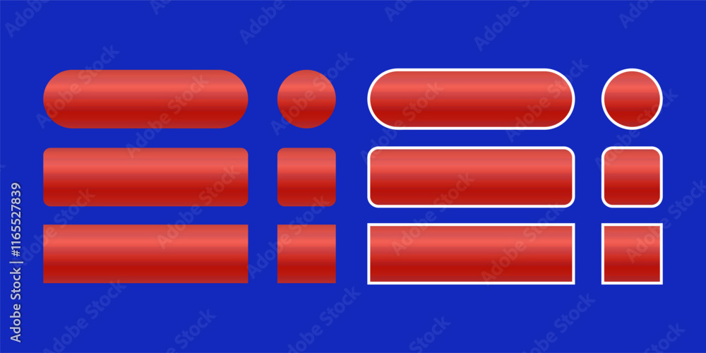 Naklejka premium Red CTA button template set.