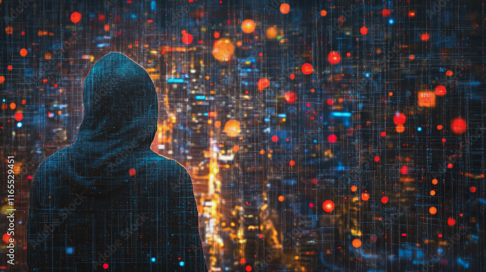 Hacker are planning to hack and attack networks and cyber security systems. Smart Innovation city with connection future wireless digital city and social media networking over the cityscape. Hacker are planning to hack and attack networks and cyber security systems. Smart Innovation city with connection future wireless digital city and social media networking over the cityscape.