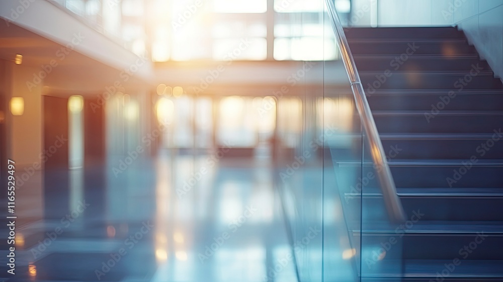 Blurred bokeh photo of stairs in office indoor hall. Blurred bokeh photo of stairs in office indoor hall.