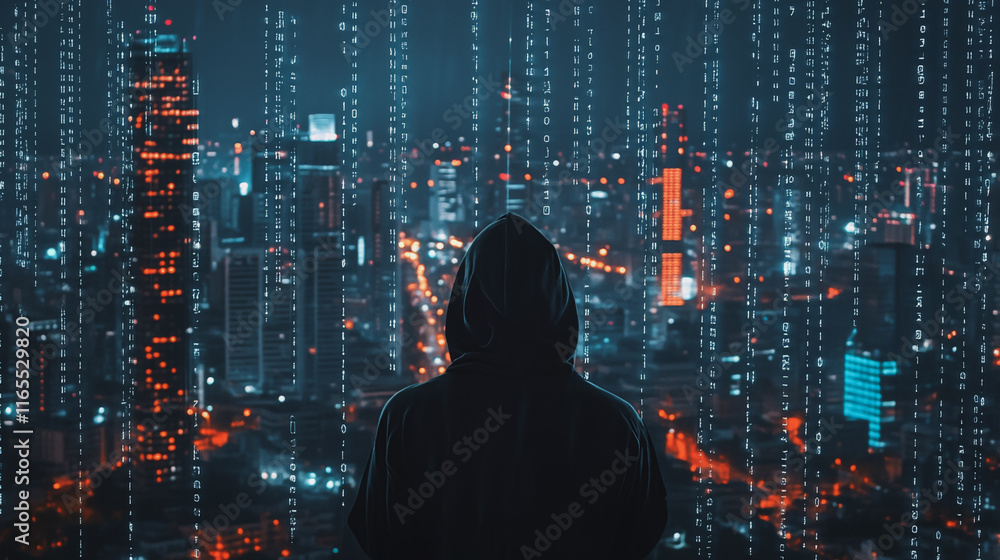 Hacker are planning to hack and attack networks and cyber security systems. Smart Innovation city with connection future wireless digital city and social media networking over the cityscape. Hacker are planning to hack and attack networks and cyber security systems. Smart Innovation city with connection future wireless digital city and social media networking over the cityscape.