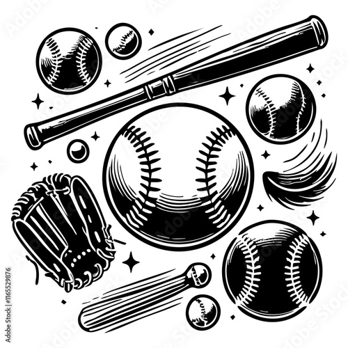 vector logo baseball equipment and player designs create striking graphics for sportsrelated projects, merchandise, and marketing materials