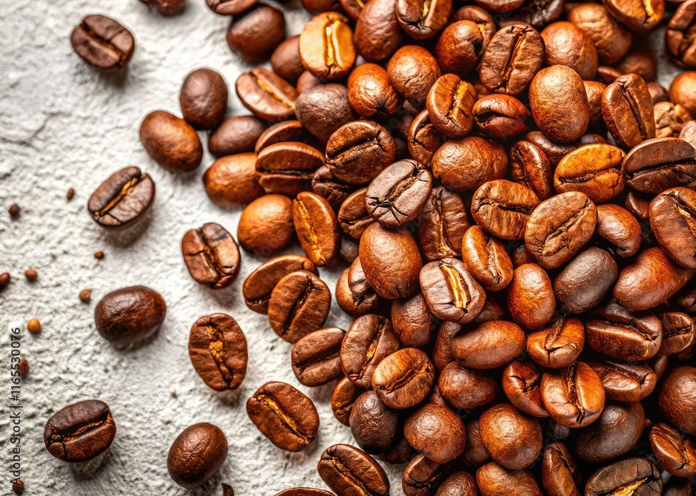 Coffee Beans on White Texture Background - Web Template Design Coffee Beans on White Texture Background - Web Template Design