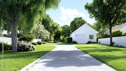 Wallpaper Mural A serene suburban street with a clear pathway and lush greenery. Torontodigital.ca