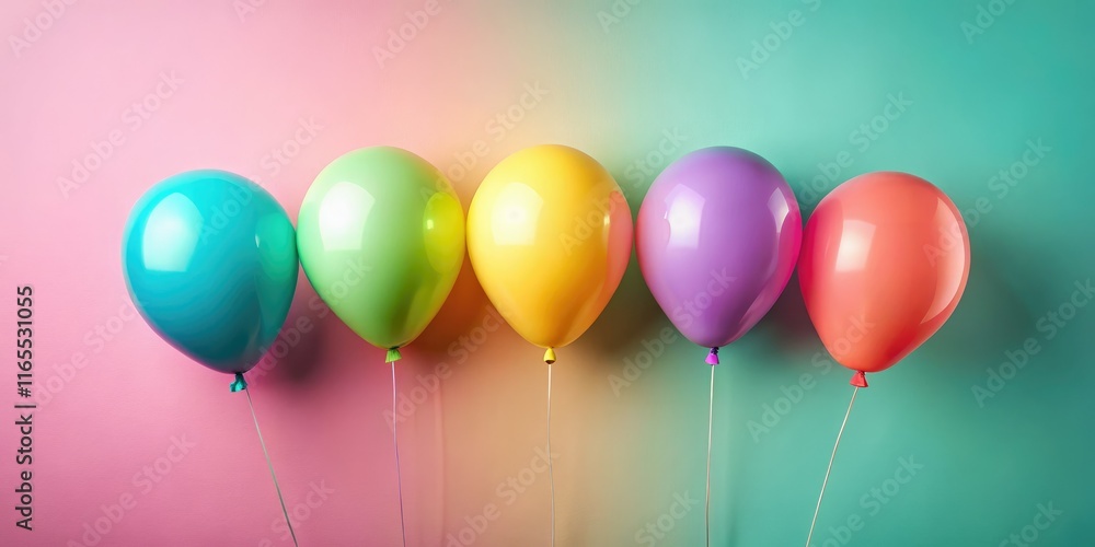 Colorful Balloons Low Light Pastel Background AI Photo Colorful Balloons Low Light Pastel Background AI Photo