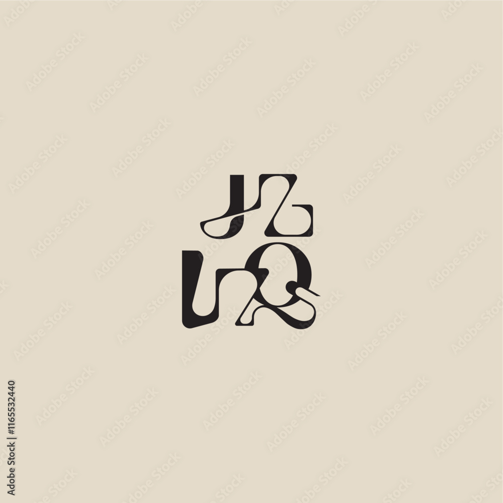 curved typography monogram elegant initial logo letter bold style and luxury concept JQ