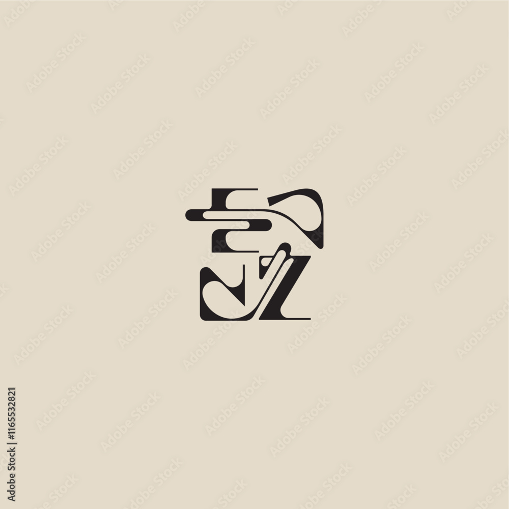 curved typography monogram EZ bold style and luxury concept elegant initial logo letter curved typography monogram EZ bold style and luxury concept elegant initial logo letter