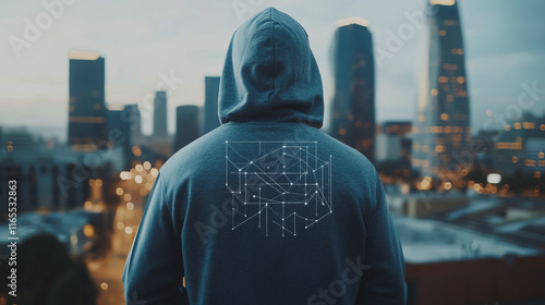 Hacker are planning to hack and attack networks and cyber security systems. Smart Innovation city with connection future wireless digital city and social media networking over the cityscape.