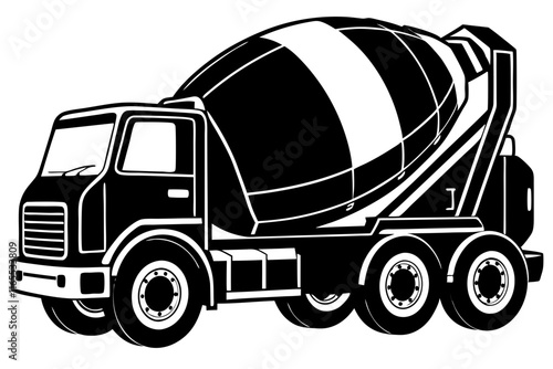 Cement Mixer Truck Silhouette Vector Illustration