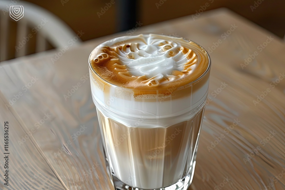 latte macchiato with a caramel swirl latte macchiato with a caramel swirl