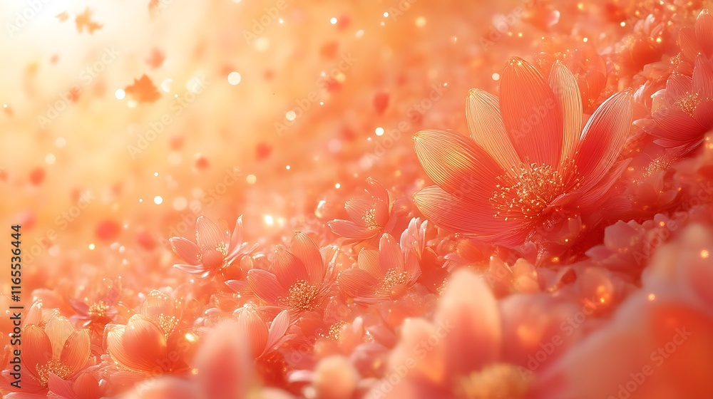 Soft Coral Flowers Illuminated By Golden Light Soft Coral Flowers Illuminated By Golden Light