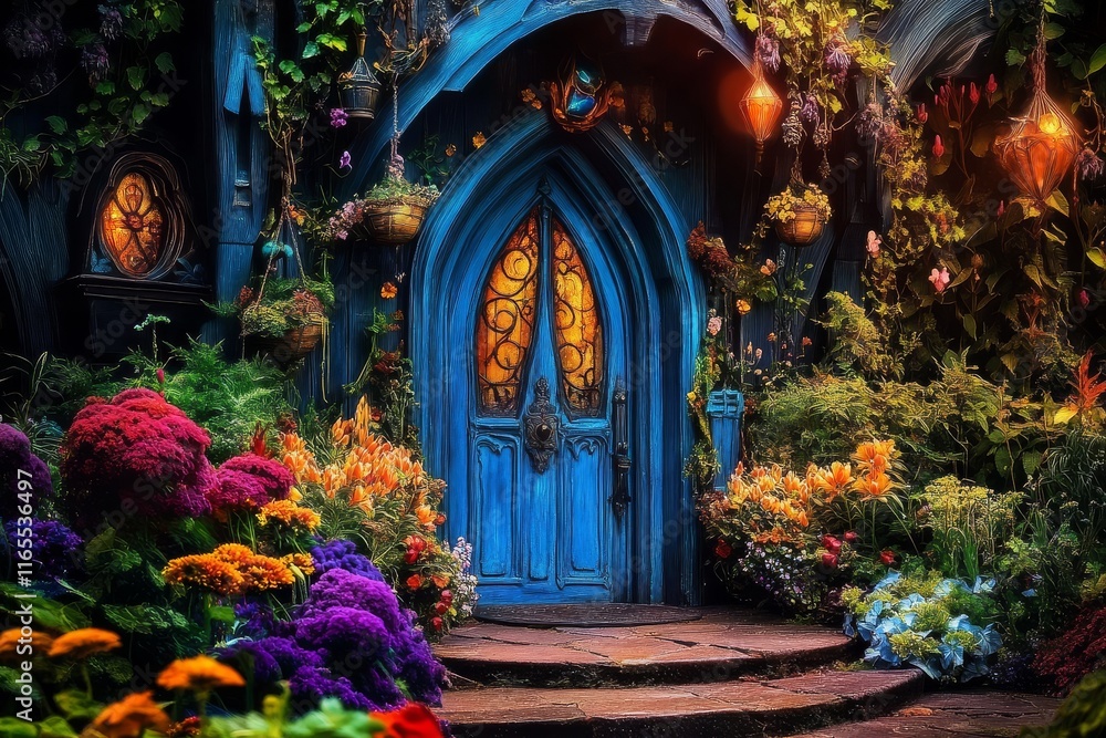 Fototapeta premium The fusion of gothic and whimsical styles creates a fantasy entrance.