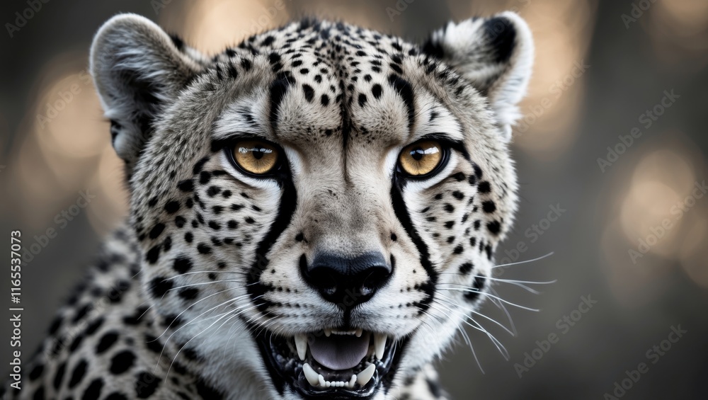 Obraz premium Close Up of a Cheetah's Face with Open Mouth
