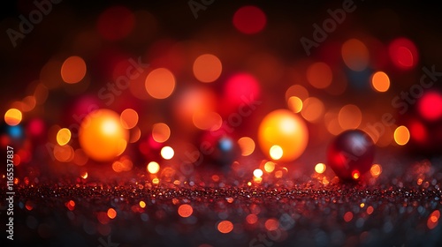 Festive Red And Orange Bokeh Glitter Background