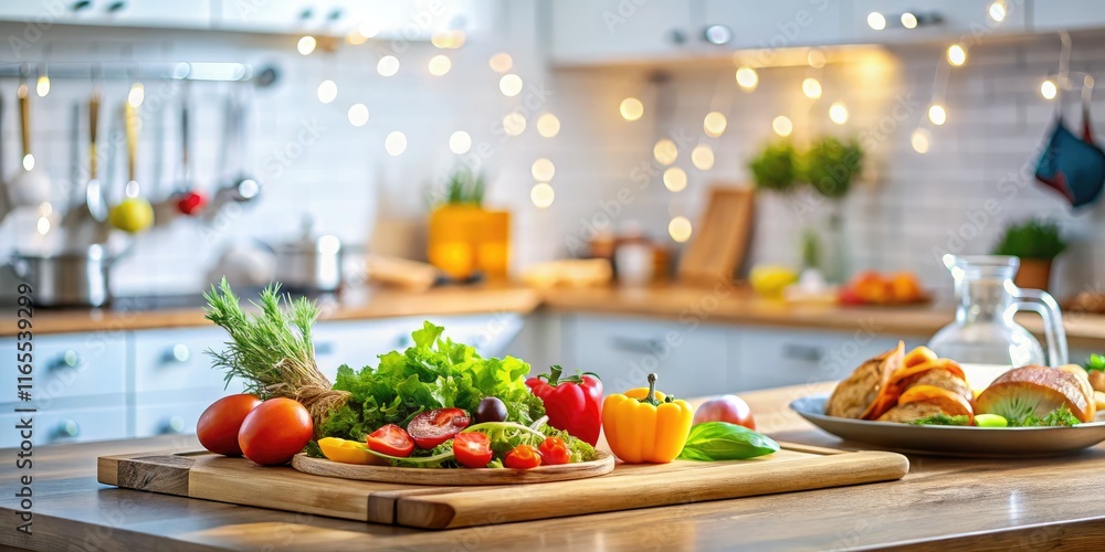 Delicious Food Spread on Wooden Tray - Bokeh Kitchen Delicious Food Spread on Wooden Tray - Bokeh Kitchen