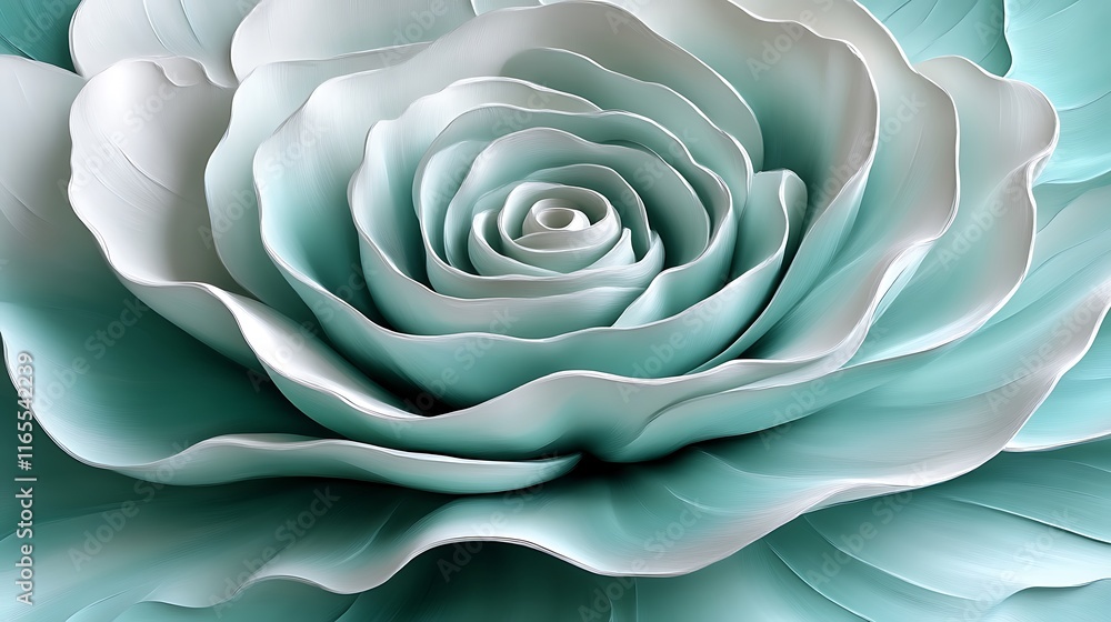 Teal and White Rose Abstract Floral Art Teal and White Rose Abstract Floral Art