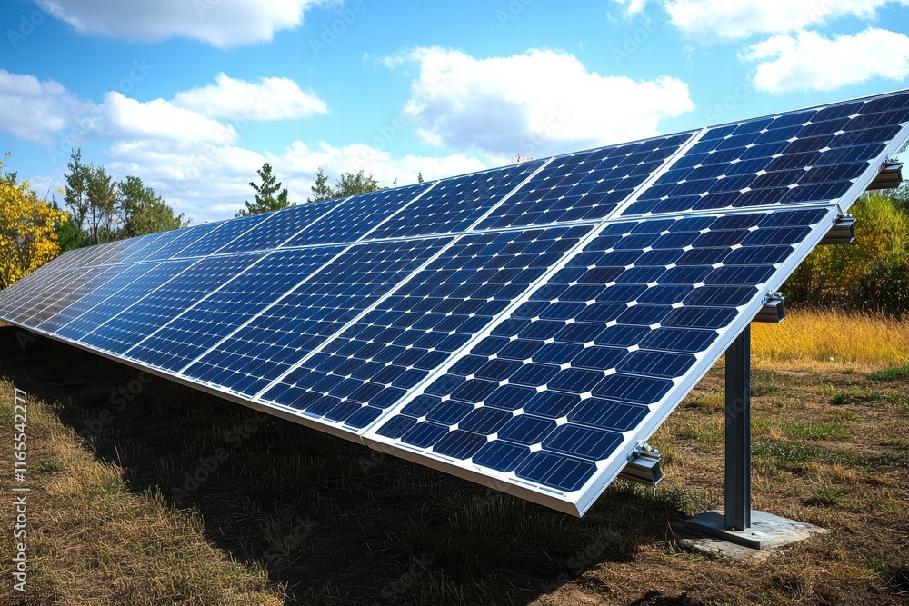 Solar panel testing in a rural field under a clear blue sky Solar panel testing in a rural field under a clear blue sky