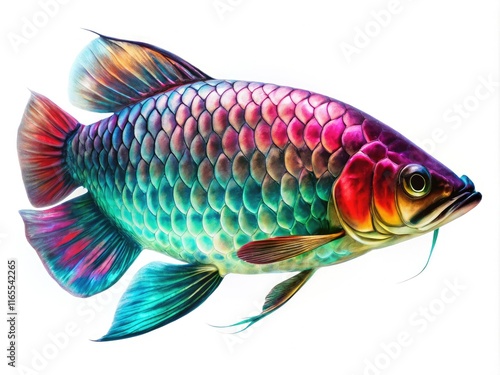 Double Exposure Arowana Fish Sketch Black and White