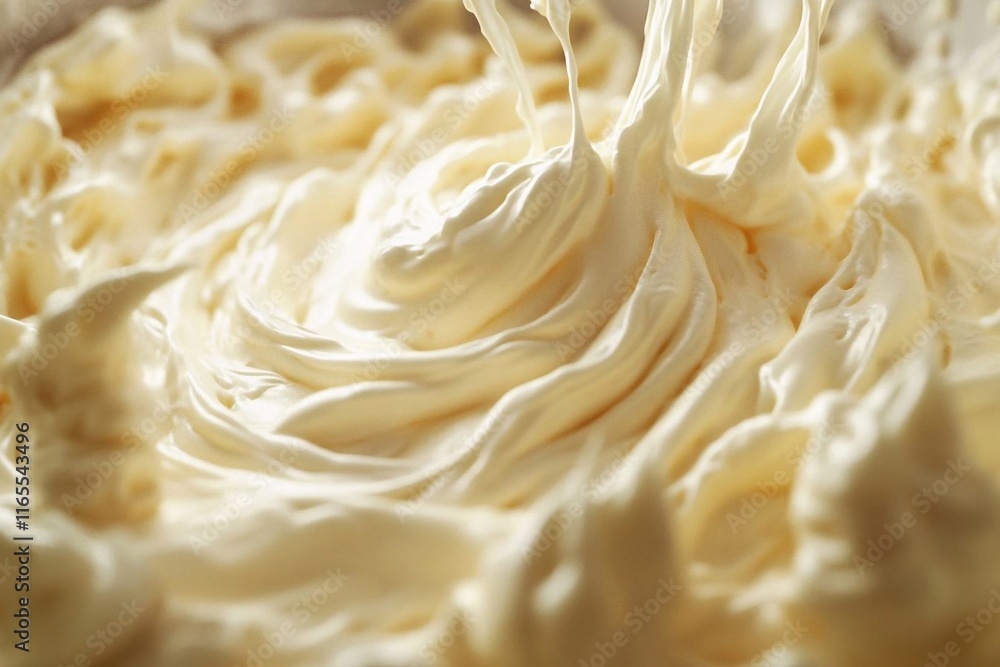 Close-up of cream being whipped in an industrial mixer Close-up of cream being whipped in an industrial mixer