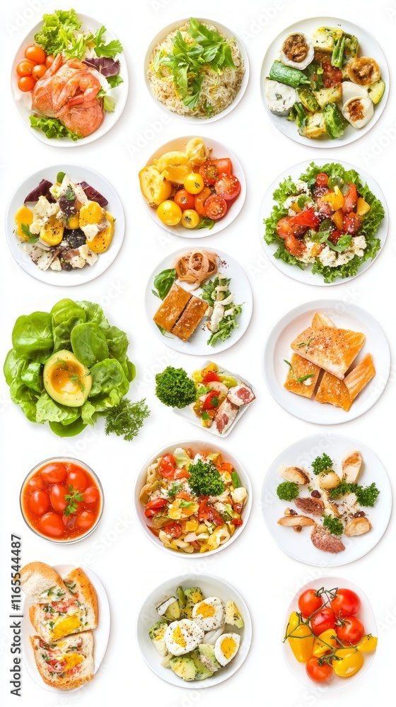 A Colorful Array of Healthy and Delicious Dishes. A Variety of Fresh Salads, Grilled Salmon, and Hearty Dishes. Perfect for a Healthy Lifestyle. A Colorful Array of Healthy and Delicious Dishes. A Variety of Fresh Salads, Grilled Salmon, and Hearty Dishes. Perfect for a Healthy Lifestyle.
