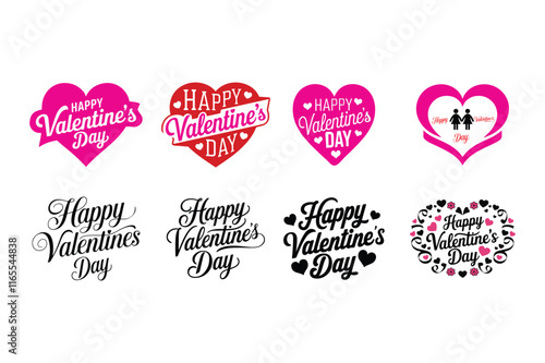 Happy Valentine's Day with hearts love shape Vector art illustration isolated on a white background.