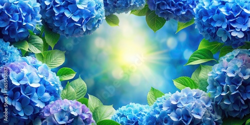 Wallpaper Mural Drone Photography: Watercolor Blue Hydrangea Frame Torontodigital.ca