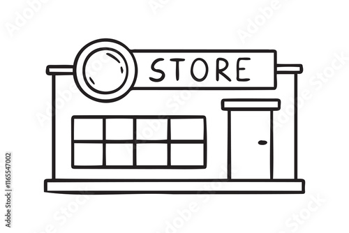 Vintage store doodle hand drawn icon. Store element drawing
