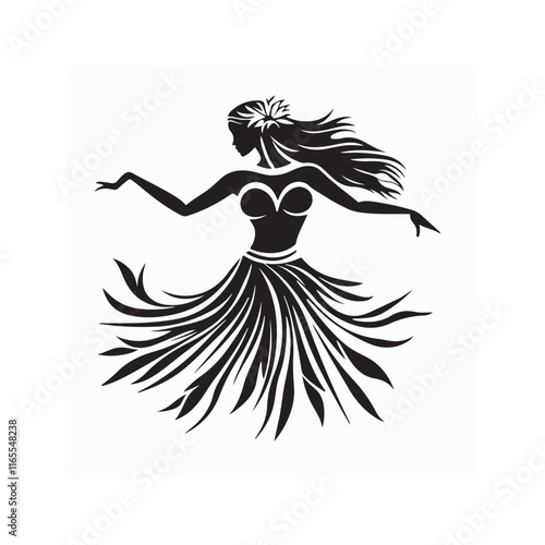 Hula Dance Logo design vector. Hawaiian Hula girl dancer silhouette design logo vector.