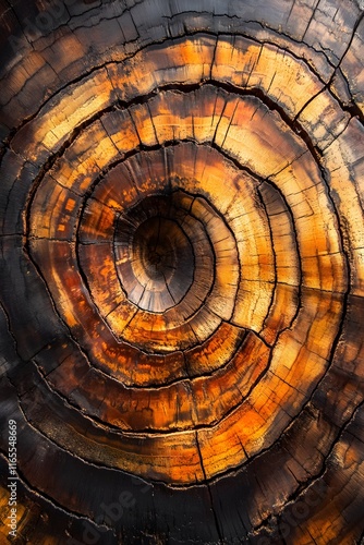 Wallpaper Mural a tree stump cross-section, showcasing detailed growth rings and textures with vibrant natural colors Torontodigital.ca