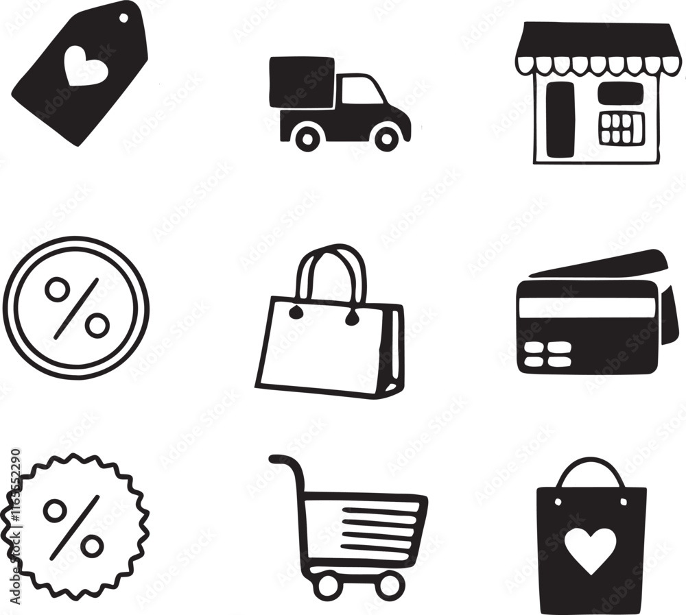 Online Shopping and e-commerce icon set. 09 vector icons collection for e-shop. Online Shopping and e-commerce icon set. 09 vector icons collection for e-shop.