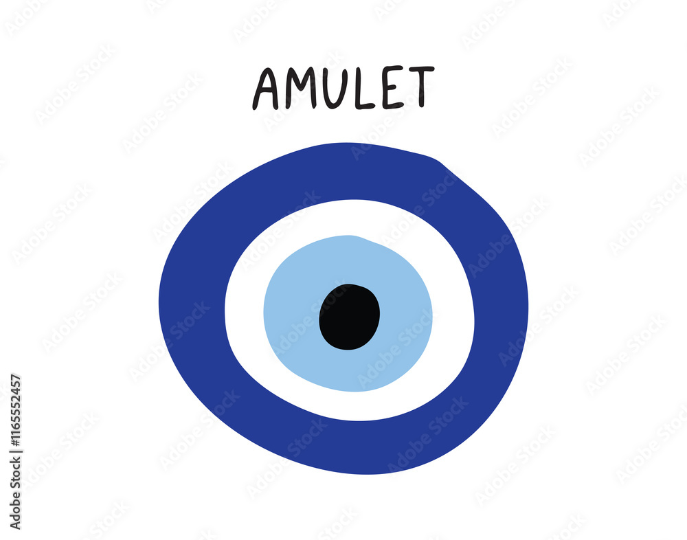 Amulet from the evil eye isolated icon. Traditional blue amulet. Inscription amulet or amulet sign from the evil eye. Amulet from the evil eye isolated icon. Traditional blue amulet. Inscription amulet or amulet sign from the evil eye.
