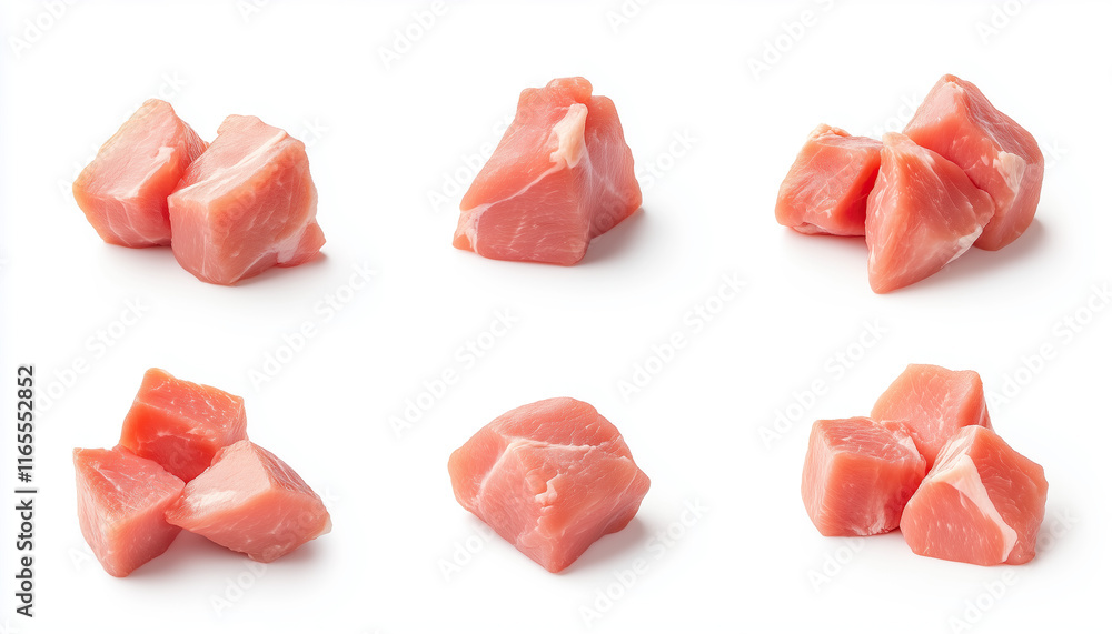 pieces of meat on white background pieces of meat on white background