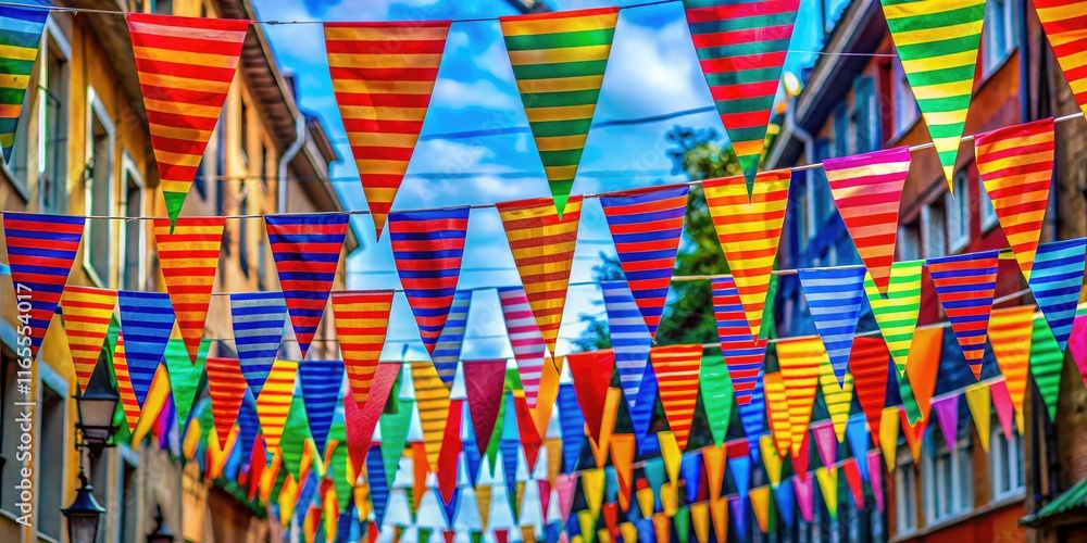 Obraz premium Festive Striped Triangular Flags - Rule of Thirds Composition