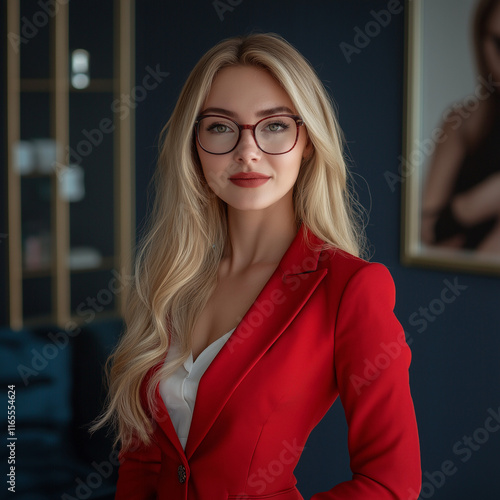 Business professional portrait office setting portrait photography modern environment close-up view empowerment theme photo