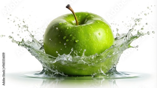 Fresh Apple Juice Splash - Isolated Green Apple