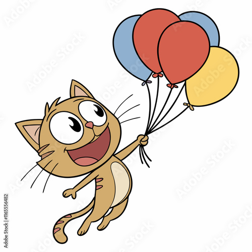 Happy Cat with Balloons