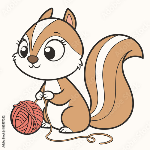Cute Chipmunk with Yarn