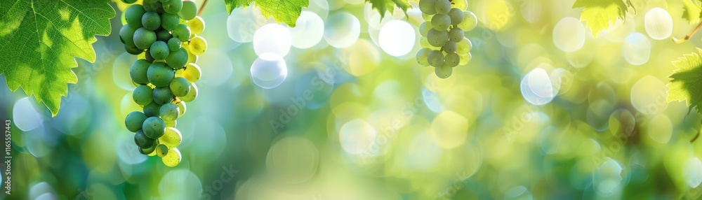Obraz premium soft light nature fresh wild grapes farming bokeh green nature light background horizontal