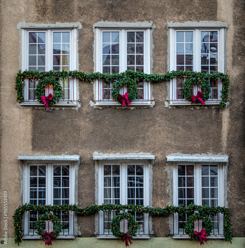 Wallpaper Mural Old windows with Christmas decorations Torontodigital.ca