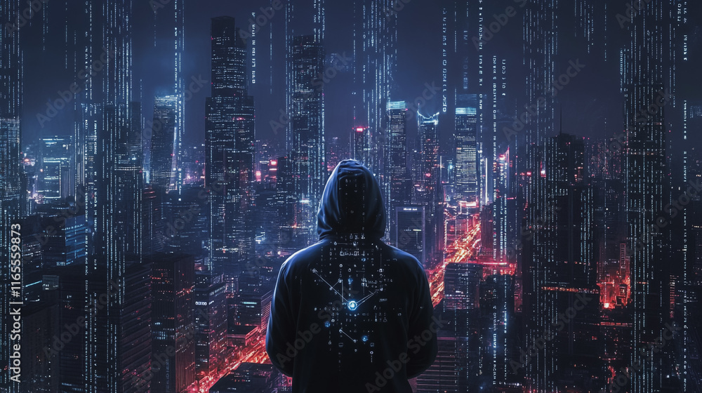 Hacker are planning to hack and attack networks and cyber security systems. Smart Innovation city with connection future wireless digital city and social media networking over the cityscape. Hacker are planning to hack and attack networks and cyber security systems. Smart Innovation city with connection future wireless digital city and social media networking over the cityscape.