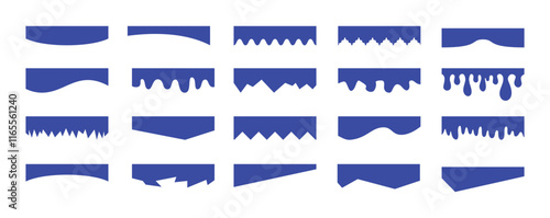Separators shapes for website presentation set. Curve Lines, Wave, Drops and triangular dividers for Top or Bottom Page. Frame of header