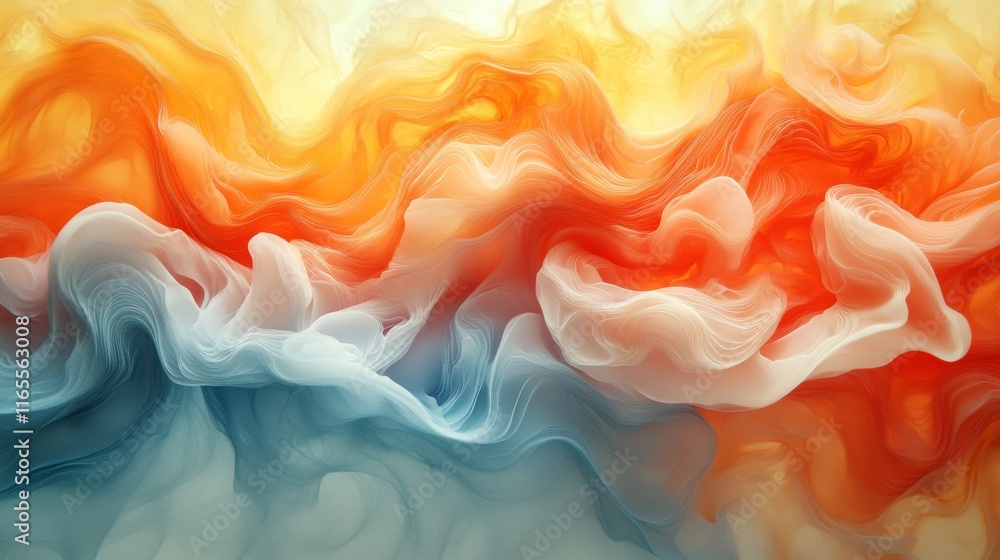 Obraz premium Abstract waves of orange and white colors