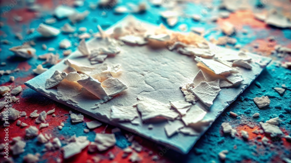 Naklejka premium Abstract Texture: White Plaster Chunks on Squared Paper