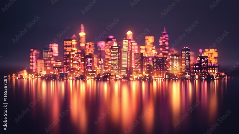Fototapeta premium Futuristic Cityscape: Illuminated Cubes Urban Landscape