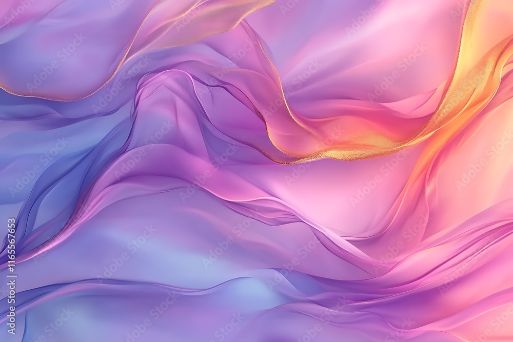 Obraz premium fluid abstract art with pink, purple, and gold swirls blending into each other 