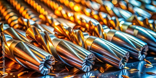 Worn Industrial End Mills: Close-up Long Exposure Stock Photo